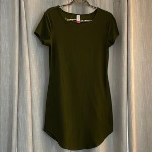 No Boundaries Olive Green Midi tee shirt dress.